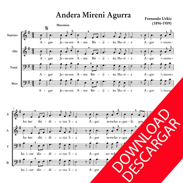 Andera Mireni Agurra - Fernando Urkia - Partitura para Coro