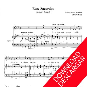 Ecce Sacerdos - Aita Madina - Partitura para Coro a 2 voces y Órgano
