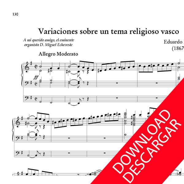 Variaciones sobre un tema religioso vasco - Eduardo Mocoroa - Partitura para Órgano