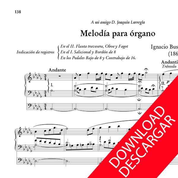 Melodía para órgano - Ignacio Busca de Sagastizabal - Partitura para órgano