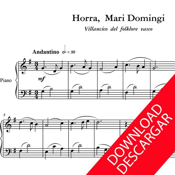 Horra Mari Domingi - Partitura para Piano - Arreglo de Yuri Pronin