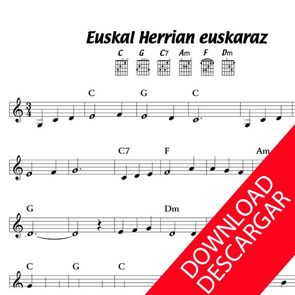 Euskalherrian euskaraz - Partitura Guitarra