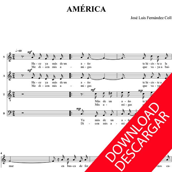 América - José Luis Fernández Coll - Partitura para Coro