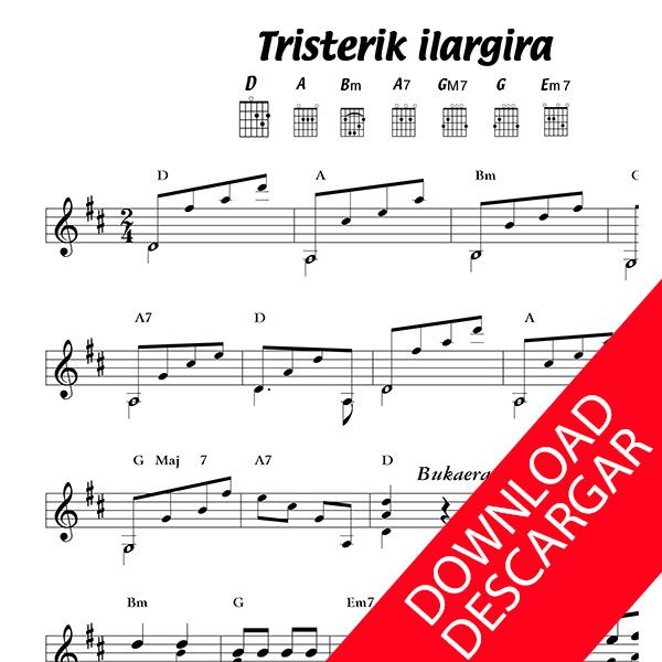 Tristerik ilargia - Partitura para Guitarra