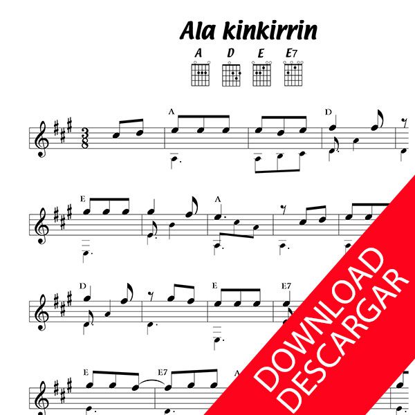 Ala kinkirrin - Partitura para Guitarra