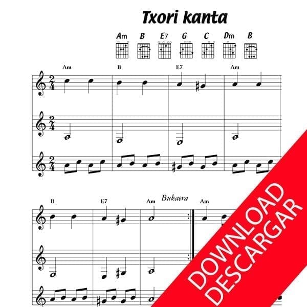 Txori kanta - Partitura para Guitarra