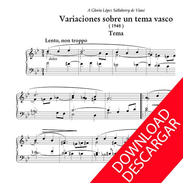 Variaciones sobnre un tema vasco - Jesús Guridi - Partitura para Órgano