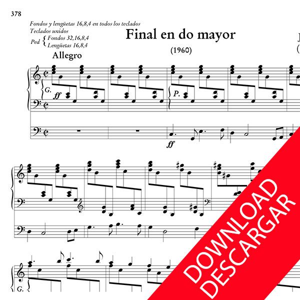 Final en Do mayor - Jesús Guridi - Partitura para Órgano