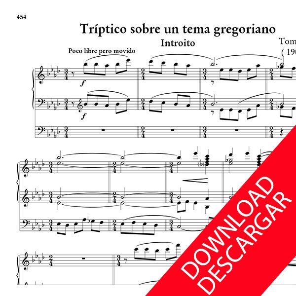 Tríptico sobre un tema gregoriano - Tomás Garbizu - Partitura para Órgano