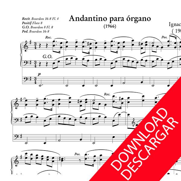 Andantino para Órgano - Ignacio Mocoroa - Partitura para Órgano