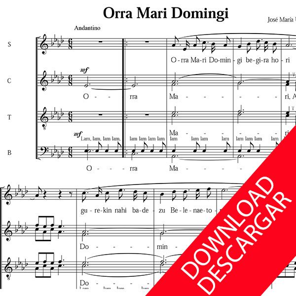 Orra Mari Domingi - José María Usandizaga - Partitura para Coro