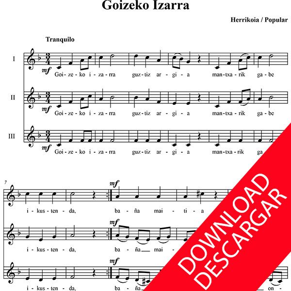Goizeko izarra - Partitura PDF para Coro