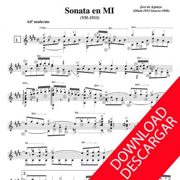 Sonata en MI para Guitarra - José de Azpiazu - Partitura
