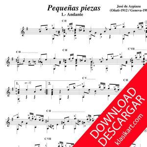 Pequeñas piezas para guitarra - José de Azpiazu - PARTITURA PDF