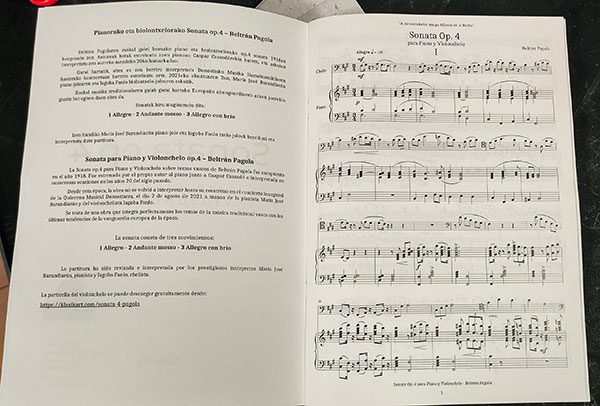 Partichela VIOLONCHELO - Sonata Op. 4 para Piano y Violoncello - Beltrán Pagola