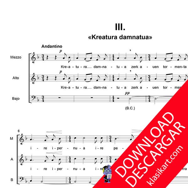 Kreatura damnatua - Siete canciones vascas - Fernando Remacha - Partitura PDF