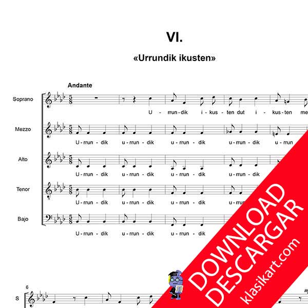 Urrundik ikusten - Siete canciones vascas - Fernando Remacha - Partitura PDF